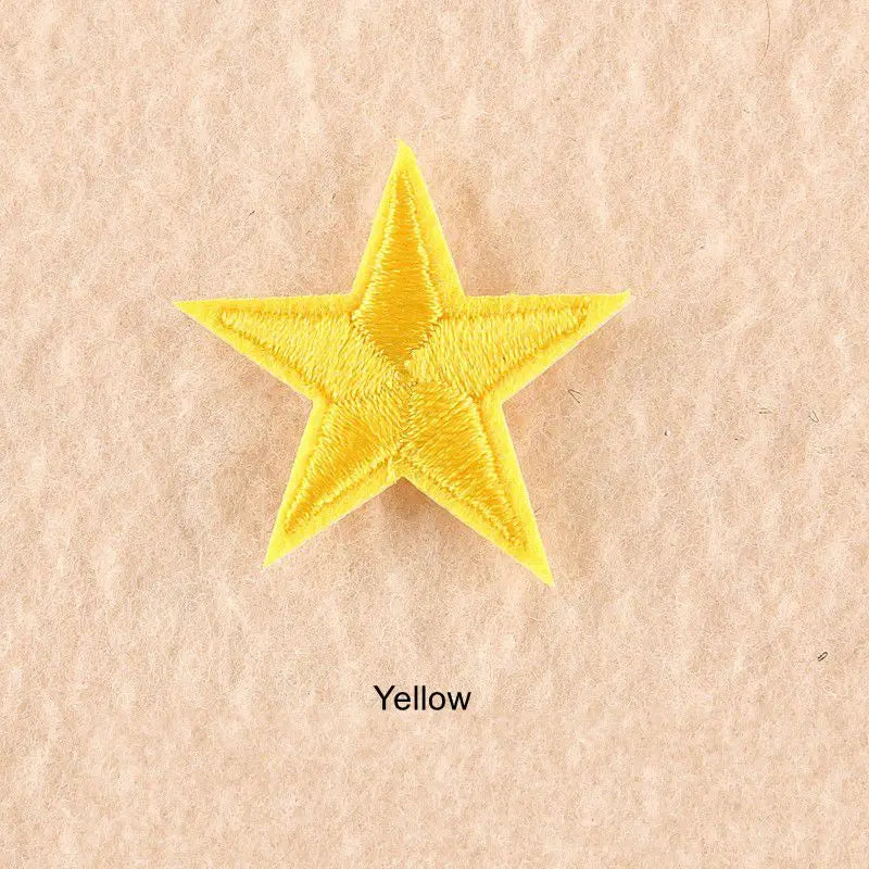 10Pcs Mini Star Embroidery Iron-On Patches – DIY Clothing Appliques Pentagram Stickers for Jackets, Jeans & Bags (Black, White, Gold)