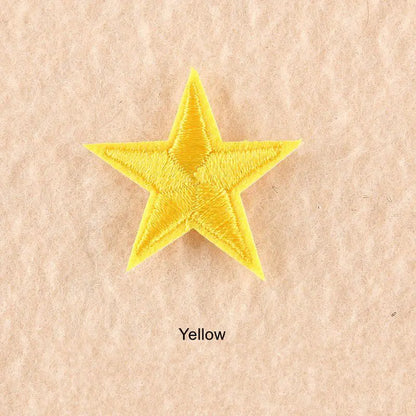 10Pcs Mini Star Embroidery Iron-On Patches – DIY Clothing Appliques Pentagram Stickers for Jackets, Jeans & Bags (Black, White, Gold)