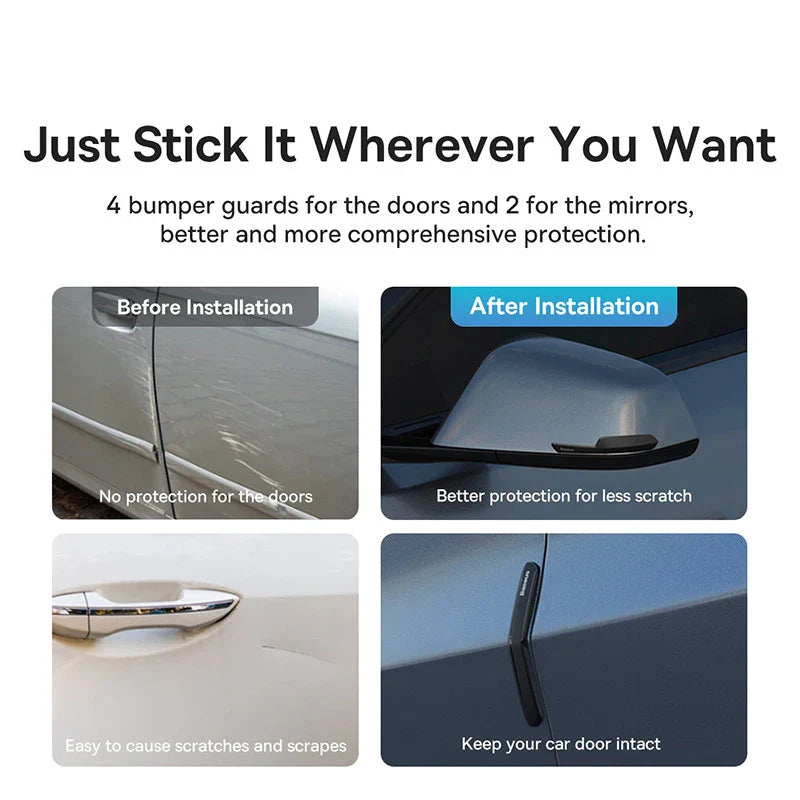 Baseus 6PCS Car Door Protector for Tesla Model 3/Y | Mirror and Bumper Sticker | Anti-Collision Strip | Vehicle Accessory