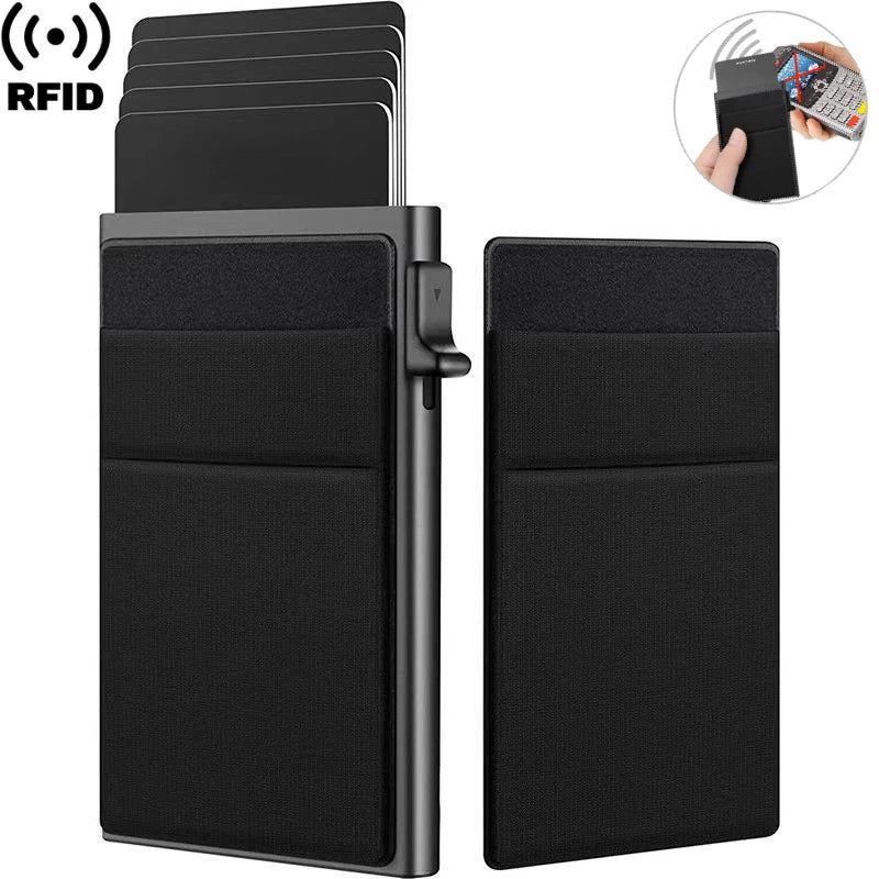 RFID Credit Card Holder for Men – Slim Minimalist Metal Wallet, Luxury ID Bank Card Case, Compact Carteras