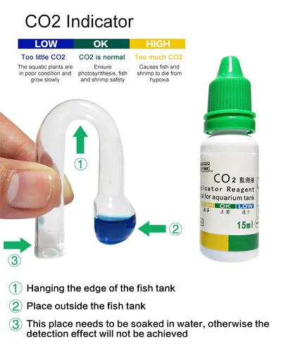 Aquarium CO2 Indicator Solution – Liquid Drop Checker for Monitoring CO2 Concentration in Plants & Fish Tank