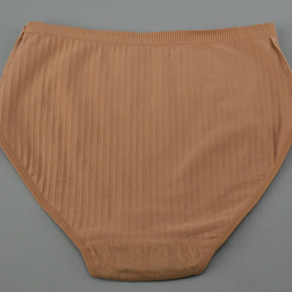 Soft High Waist Cotton Panties – Breathable Plus Size Women’s Underwear, Striped Lingerie Briefs