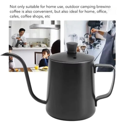 350ML Stainless Steel Gooseneck Coffee Brewer Pot – Drip Kettle with Lid & Hanging Handle for Precision Pour Over Coffee Brewing