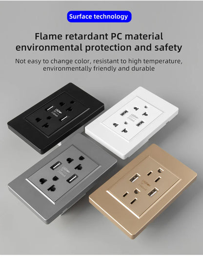 Herepow 118 Series Dual USB Wall Socket - Thailand & American Standard Smart Plug Adapter with Type-C 3.1A Fast Charging