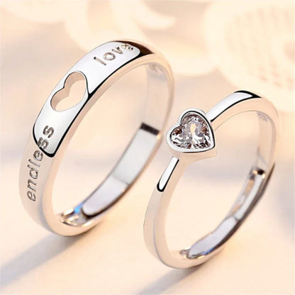 New Silver Couple Rings - Sun & Moon Adjustable Open Ring for Men & Women, Wedding & Fashion Jewelry Gift