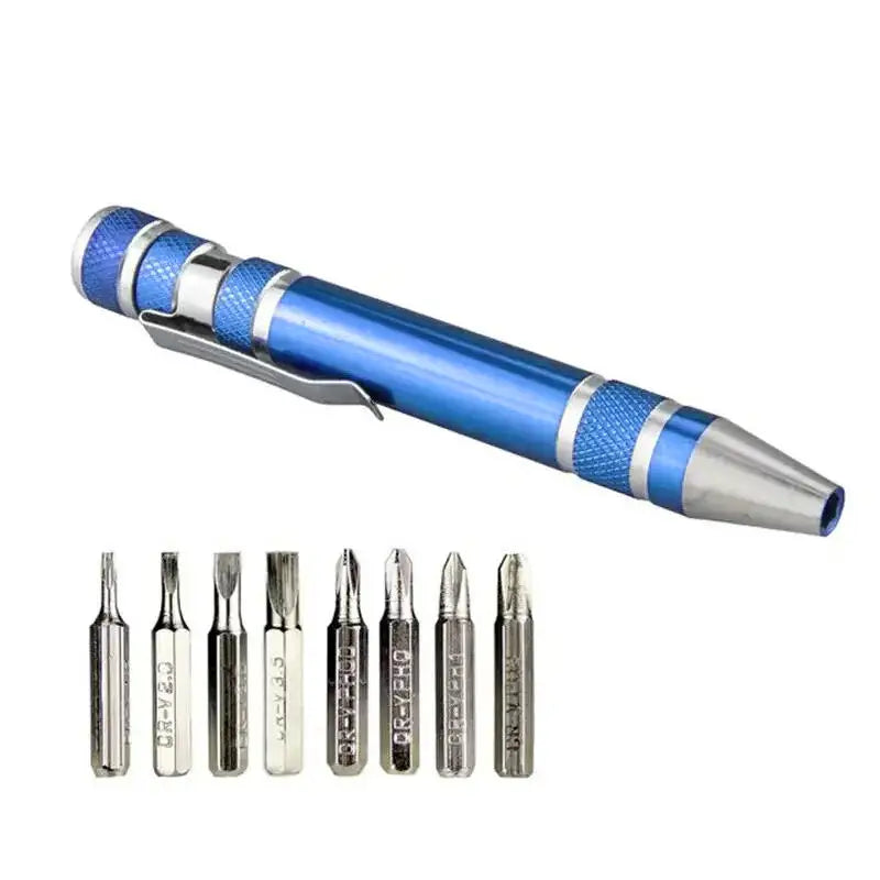 8-in-1 Aluminum Alloy Screwdriver Pen — Replaceable Bits for Easy Repairs & Disassembly