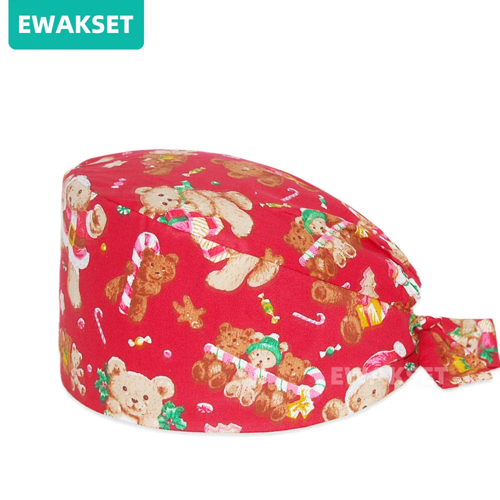 Unisex Soft Scrub Cap – Cartoon Print Surgical Hat for Men and Women, Operating Room Nursing Accessories
