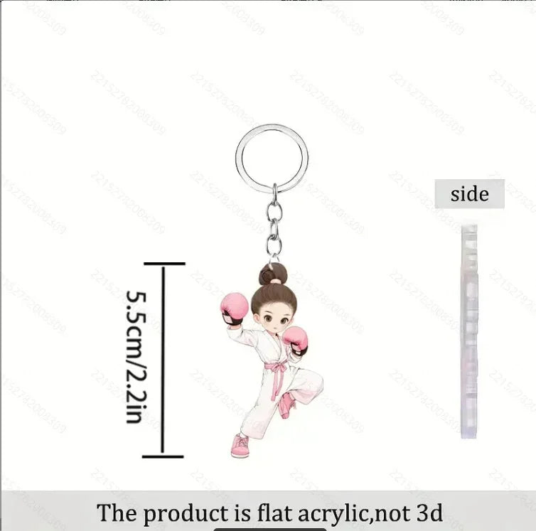 2D Flat Taekwondo Kung Fu Acrylic Keychain – Car Rearview Mirror and Backpack Pendant Accessory Gift
