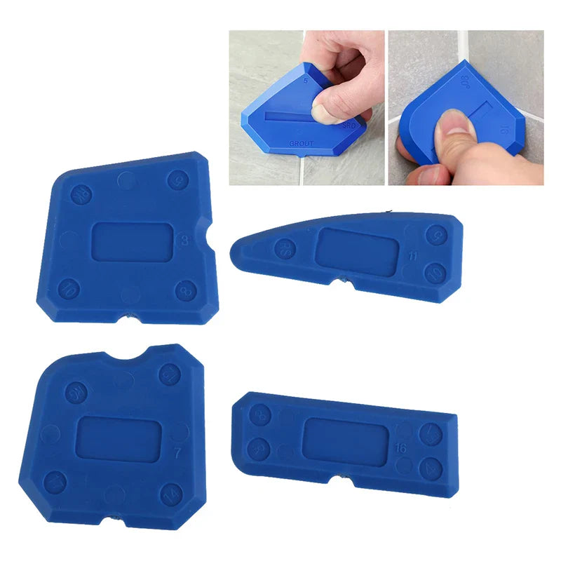 4-Piece Caulking Tool Kit: Silicone Joint Sealant Spreader, Spatula, Scraper - Floor Tile Edge Repair and Cleaner