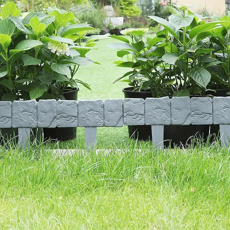 5-10pcs Garden Fence Stakes - Imitation Stone Decorative Plant Border for Lawn, Yard & Landscape DIY Edging