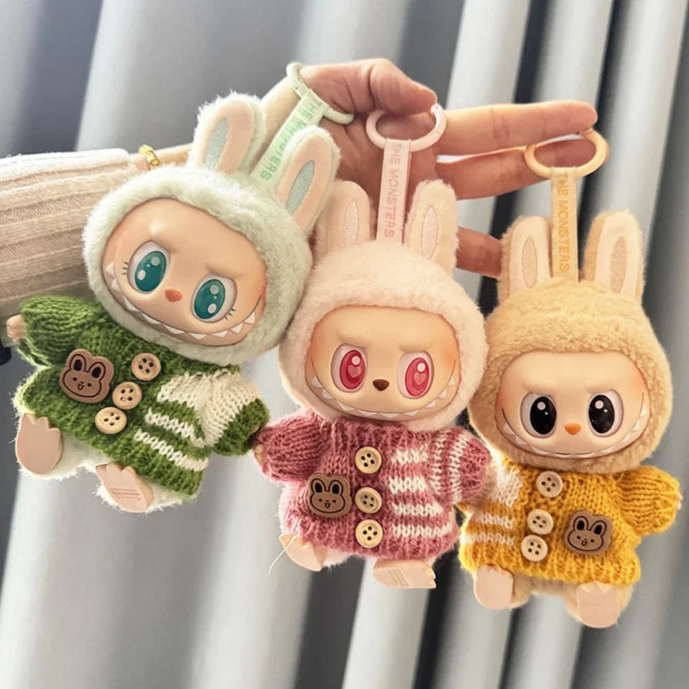 Labubu Doll Clothes Outfit (15-17cm) – Sitting Party Bear Accessories with Scarf, Hat & Bag