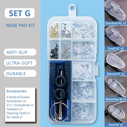 Silicone Air Chamber Nose Pads for Glasses | Anti-Slip Screw-In Eyewear Support & Accessories Kit