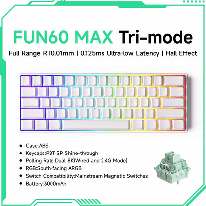 Akko MonsGeek FUN60 60% Mechanical Gaming Keyboard – Magnetic Switch, 8K Rapid Trigger, ARGB HE/TMR Custom Keyboard