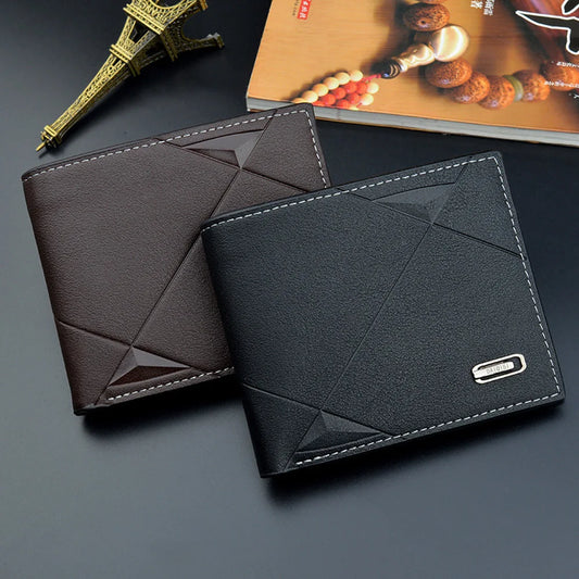 Men's Short Bifold Wallet – Faux Leather Credit & ID Card Holder, Slim Business Billfold Purse for Men