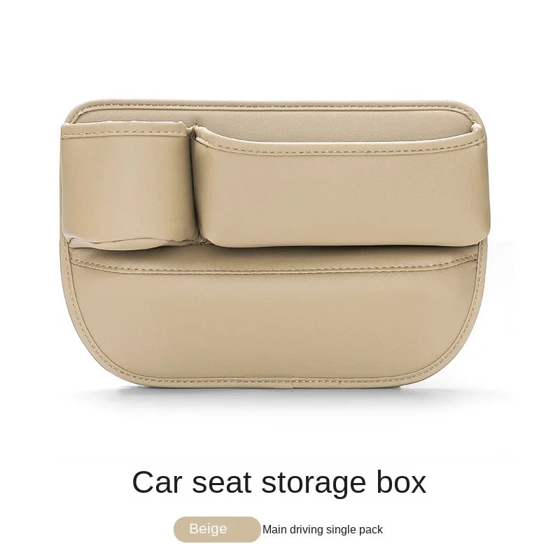 Leather Car Seat Gap Organizer – Multifunctional Crevice Filler with Cup Holder & Side Storage Pocket for Car Interior