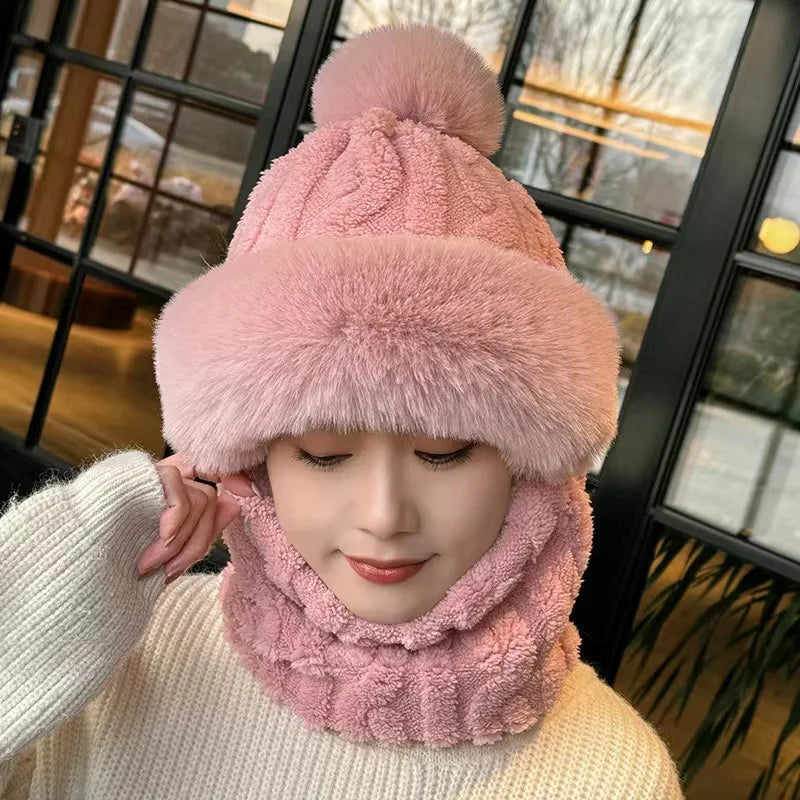 Women’s Winter Ski Mask with Ear Protection – Plush Lined Windproof One-Piece Scarf & Hat for Outdoor Sports