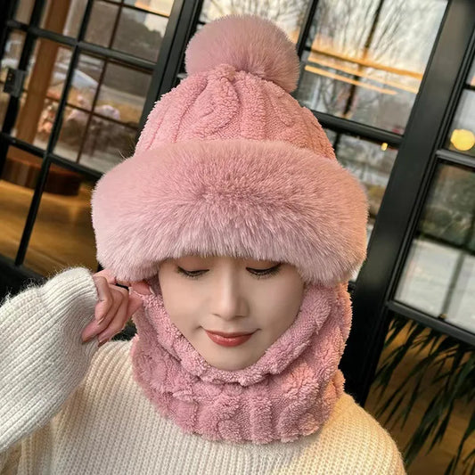 Women’s Winter Ski Mask with Ear Protection – Plush Lined Windproof One-Piece Scarf & Hat for Outdoor Sports