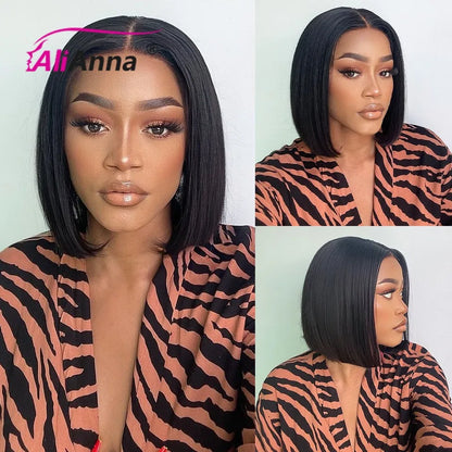 Glueless Short Bob Human Hair Wig – Ready to Wear Pre-Cut Transparent Lace Wig for Women