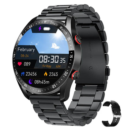 ECG+PPG Bluetooth Call Smartwatch for Men – Laser Health, Blood Pressure, Fitness, Waterproof Sports Watch with Box