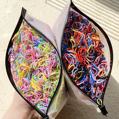 500/1000/2000PCS Colorful Disposable Rubber Hair Ties – Ponytail Holders for Girls & Kids Hair Accessories
