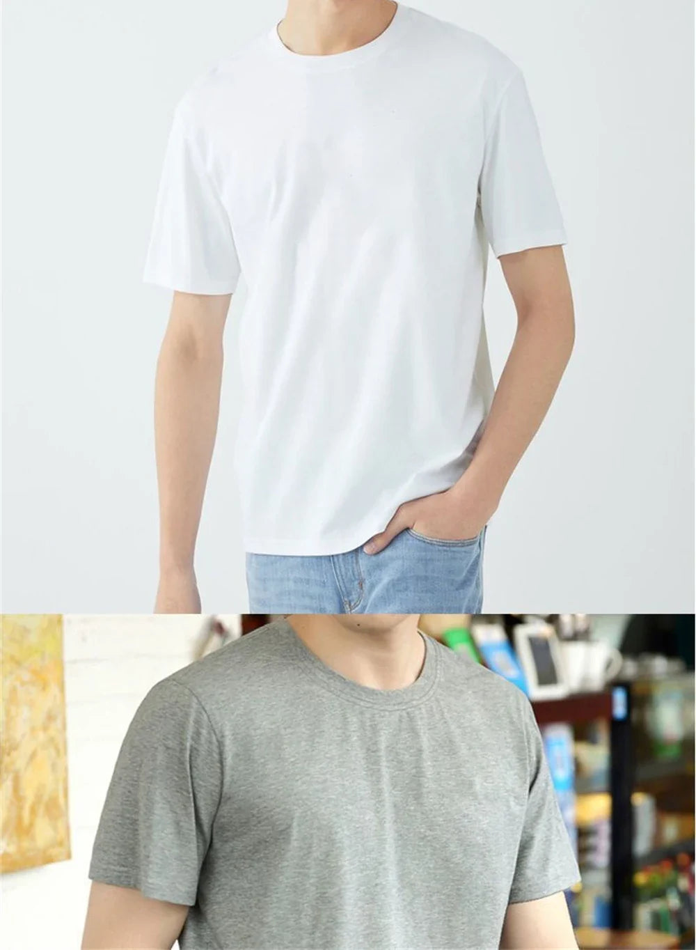 2PCS Unisex 100% Cotton White T-Shirts – Casual Loose Fit Short Sleeve Breathable Tees for Men & Women
