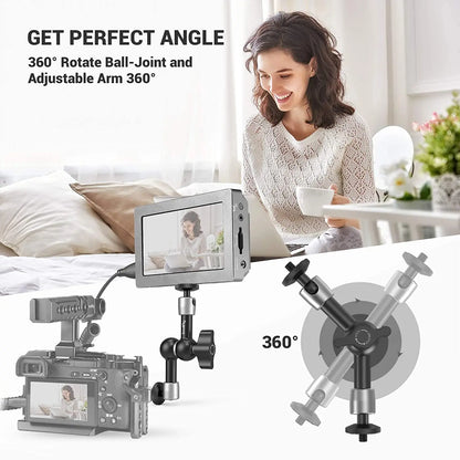 SmallRig 5.5” Articulating Magic Arm – Aluminum 1/4” to 1/4” Universal Mount for EVF, Microphone & Camera Rig Accessories (Model 2065)