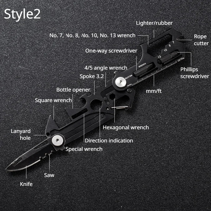 Multifunctional Outdoor Tool - Folding Molle Scissor Army Knife, Mini Bicycle Repair & EDC Camping Gear Equipment