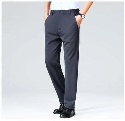 Men's Summer & Autumn Dress Pants – Thin Formal Work Trousers | Business Casual Black & Wine Red Long Pants