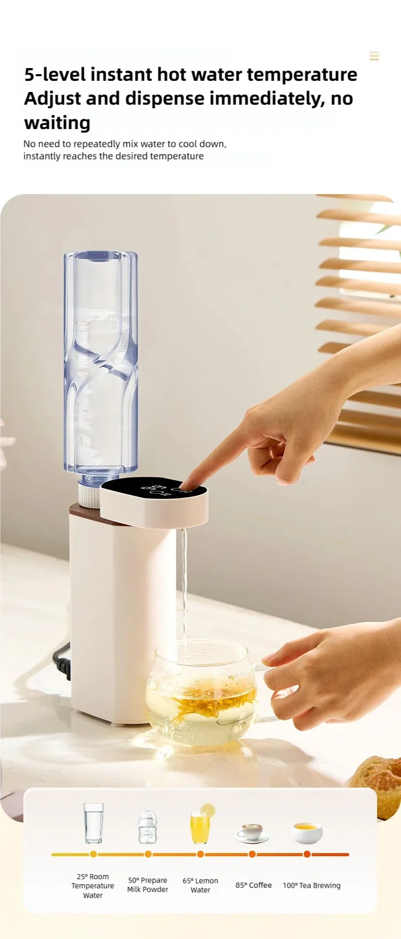 2000W Instant-Heat Water Dispenser – 3-Second Rapid Heating Portable Dispenser for Mineral & Bottled Water