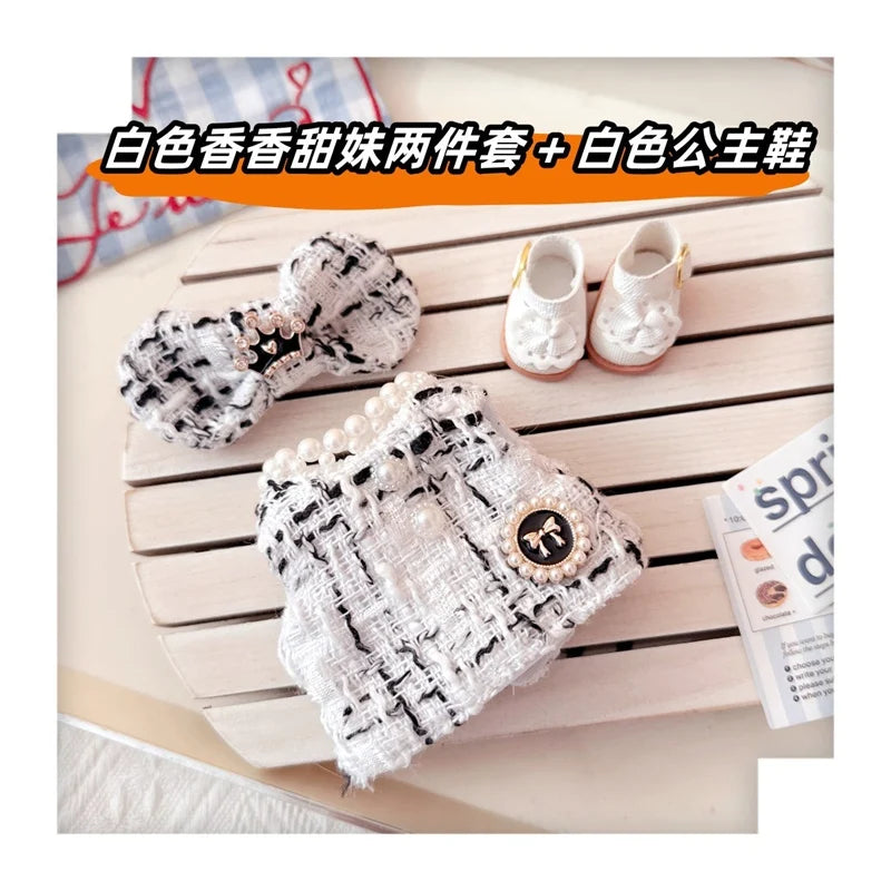 17cm Labubu Doll Accessories - Luxury Sweet Woolen Suit, Crossbody Bag & Princess Shoes Set