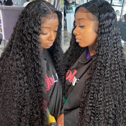 30-40 Inch Curly 13x6 HD Transparent Lace Frontal Wig – Deep Wave, 200 Density Raw Remy Brazilian Human Hair for Women