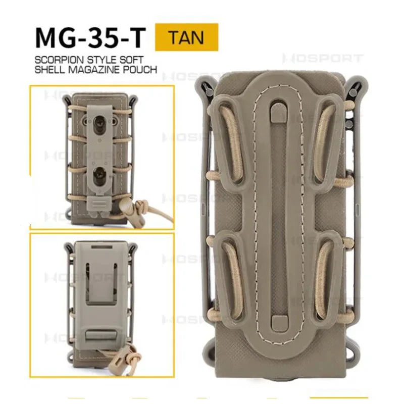 Tactical 9mm Single Magazine Pouch – MOLLE Clip, Quick Release FastMag Holder for P226, Glock 17/19, Beretta M9/PX4, Hunting Gear