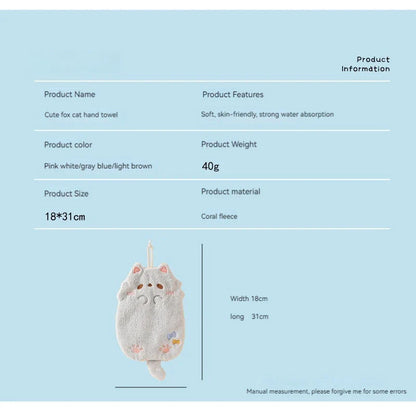 Cute Cartoon Tanuki Hanging Towel – Coral Velvet Absorbent Kitchen & Bathroom Towels, Thick Cloth