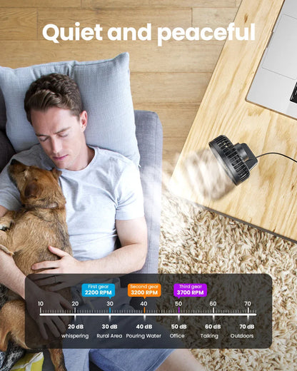 GAIATOP Mini USB Desktop Fan – Portable Quiet Cooling Fan with 3-Speed Adjustment for Home and Office Use