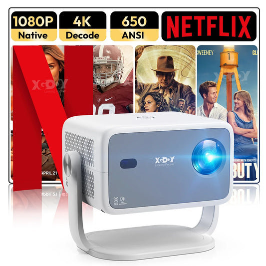 XGDOY 4K 650 ANSI HD Projector | 1080P Netflix, 5G WiFi, USB Beamer, 200'' Home Cinema for Smartphone & Tablet