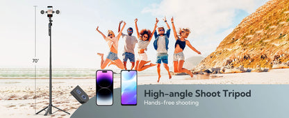 Smartphone Selfie Stick Gimbal Stabilizer – Anti-Shake Pan-Tilt Tripod with Bluetooth Remote & AI Follow