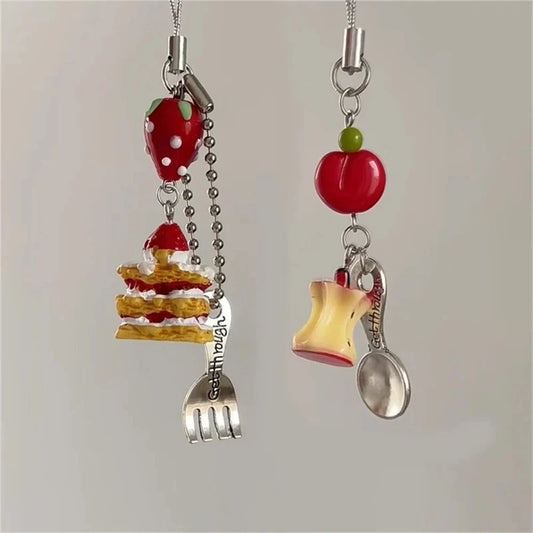 Cute 3D Strawberry Cake Phone Charm Strap – Cookie Pendant Lanyard Keycord for iPhone, Camera, Bag & Girls' Accessories