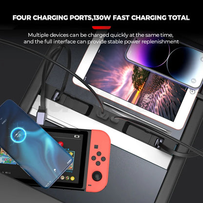 Futhope Docking Station with Telescopic Rope – Tesla Model 3/Y Highland Hub & Central Control Splitter for Laptop Support