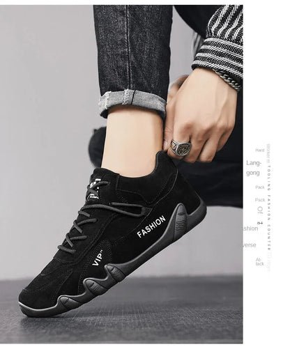 2024 Men’s Spring Ankle Boots – Casual Lace-Up Khaki Sneakers, Non-Slip Work Shoes & Loafers