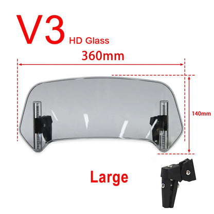 Universal Motorcycle Windshield Extension – Adjustable Clamp-On Wind Deflector Spoiler for BMW, Kawasaki, Yamaha, Honda & Suzuki Bikes