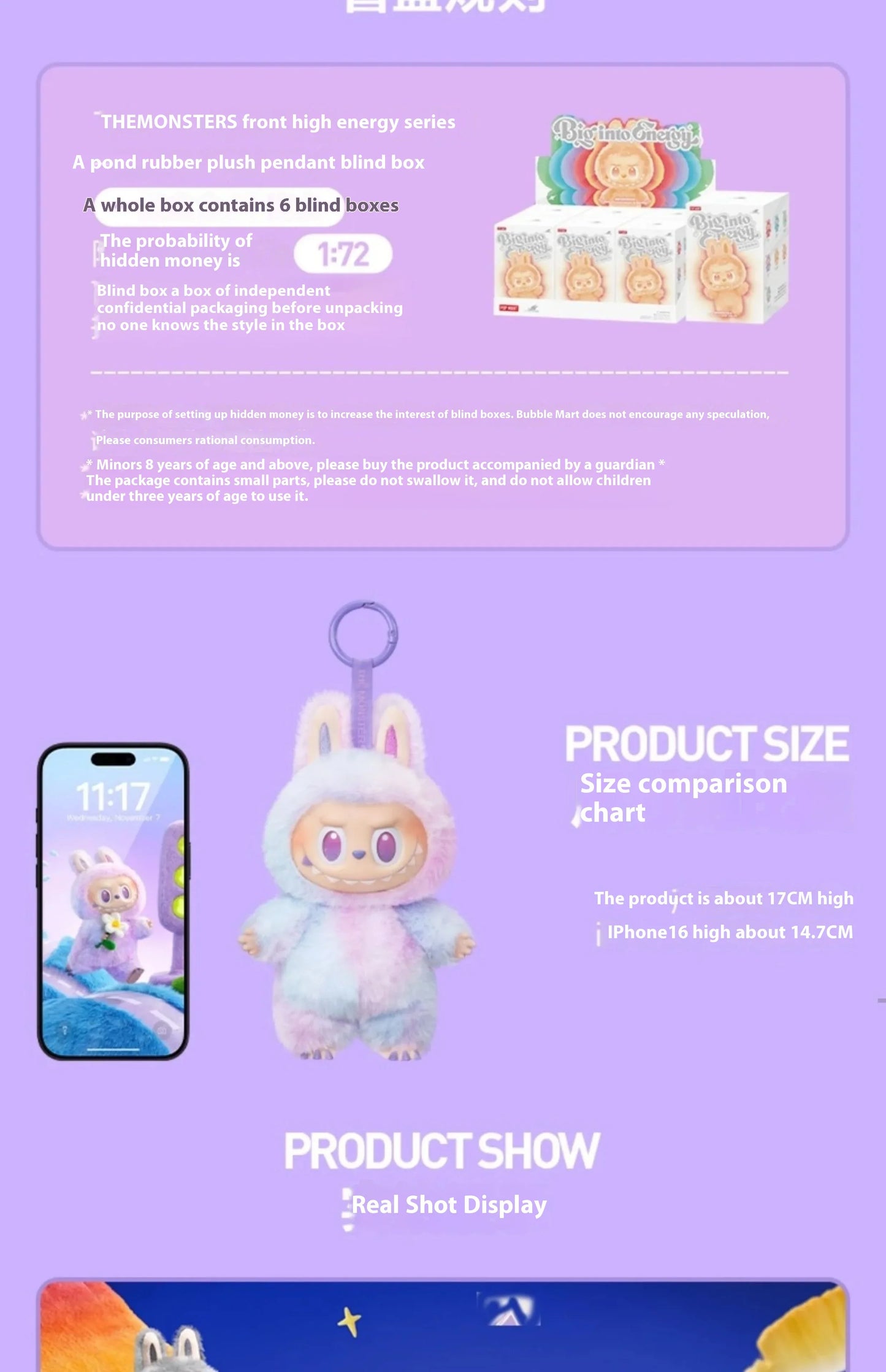 Genuine Labubu 3.0 The Monster Series Blind Box — Original Vinyl Face Pendant, Unique Girl’s Birthday Gift