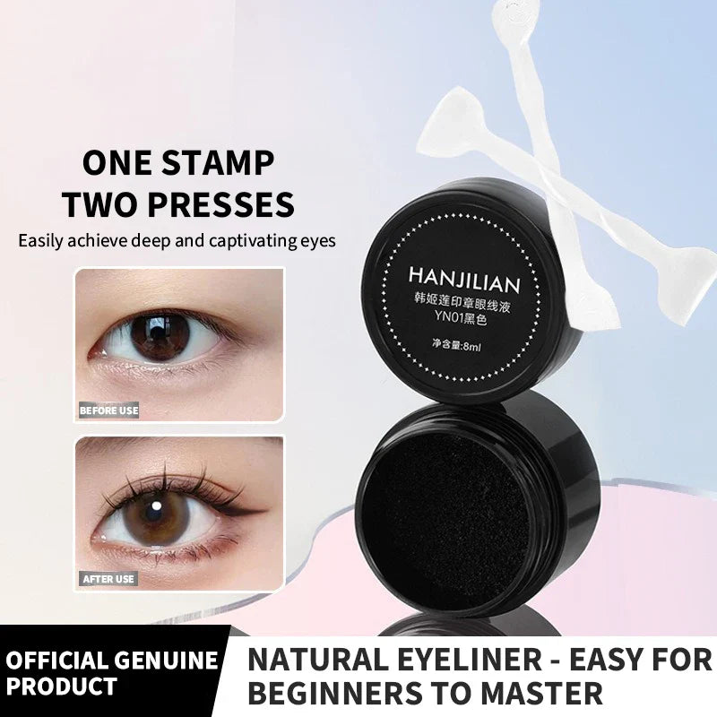 Waterproof Lower Eyelash Stamp Set - Easy-to-Use Quick Dry 2-in-1 Eye Liner with 0.01mm Tip & Ink for Lower Lashes