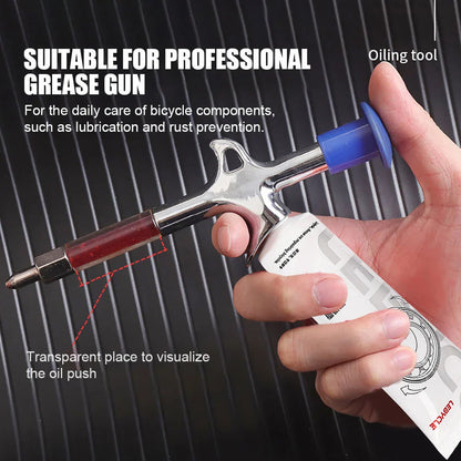 Bicycle Aluminum Grease Gun - Aluminum Alloy MTB Bike Ball Bearing Hub Syringe, Oil Lubricant Cycling Repair Tool