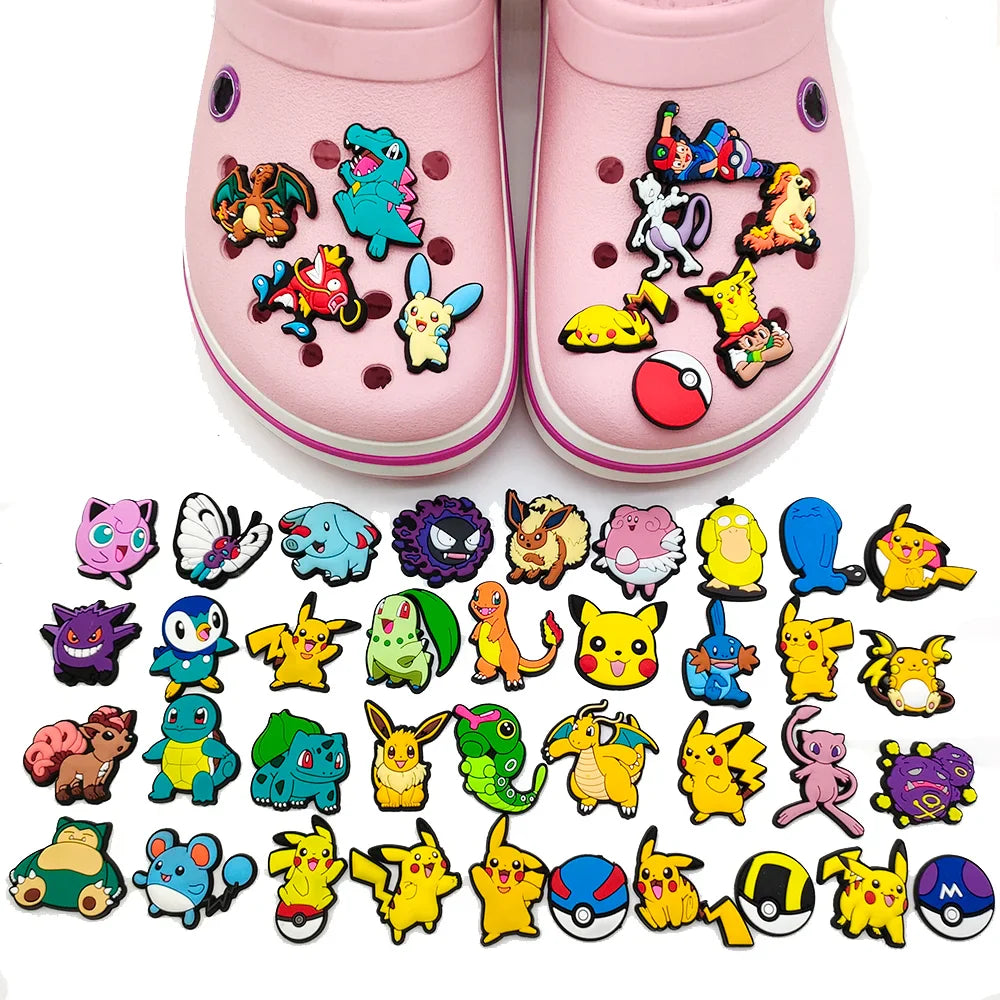 Aoger Pokemon Shoe Charms - Dinosaur PVC Sandals Decoration Buckle - Kids' Gift Accessories