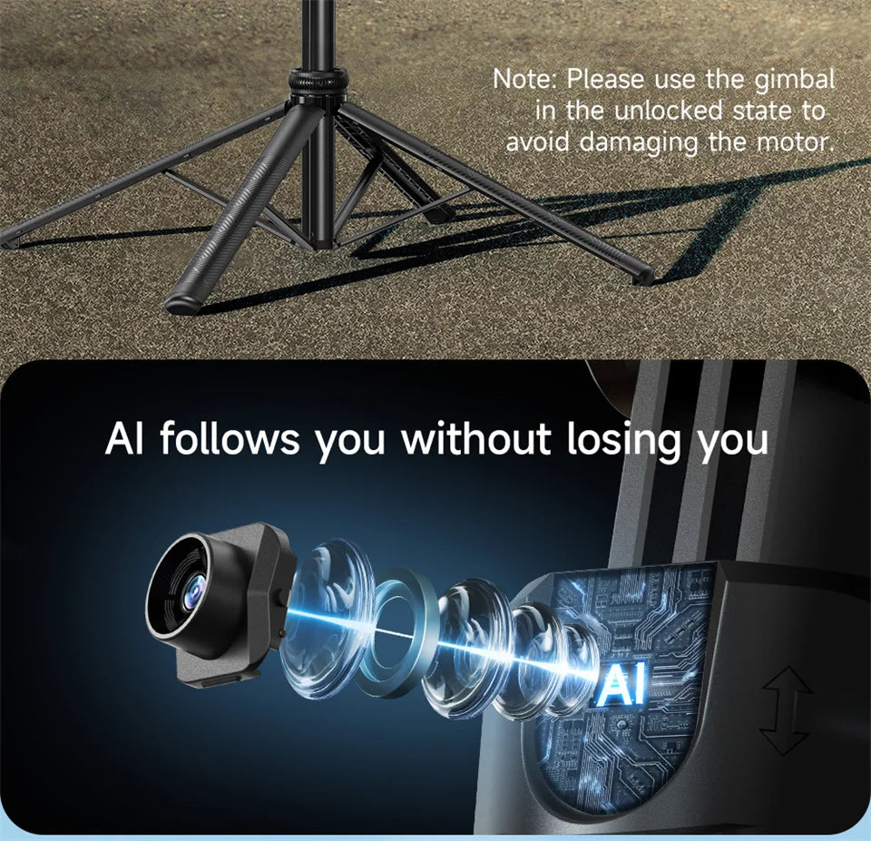 C17 360° Auto-Rotation Monopod – AI Tracking Tripod with Bluetooth Shutter, Fill Light & Wireless Selfie Stick for Phones