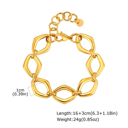 Women’s Chunky Gold Toggle Chain Bracelet – Stainless Steel OT Buckle Link Bracelet, Tarnish-Free Bold Fashion Jewelry