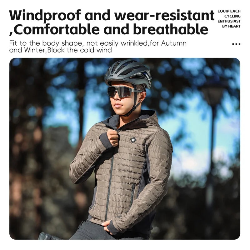 WEST BIKING Men's Winter Cycling Jacket - Thermal Fleece Windbreaker for MTB & Motorcycle, 0℃-15℃