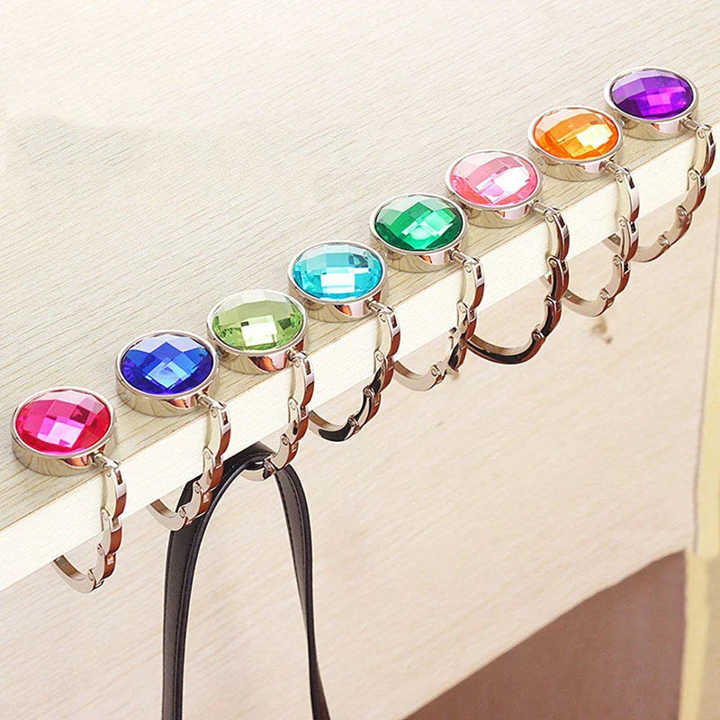Crystal Alloy Magic Hooks: Portable Handbag Folding Hanger Holder for Purse Bag