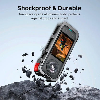 Aluminum Alloy Protective Cage for Insta360 X5 – Camera Frame with Silicone Lens Cover & 1/4" Cold Shoe