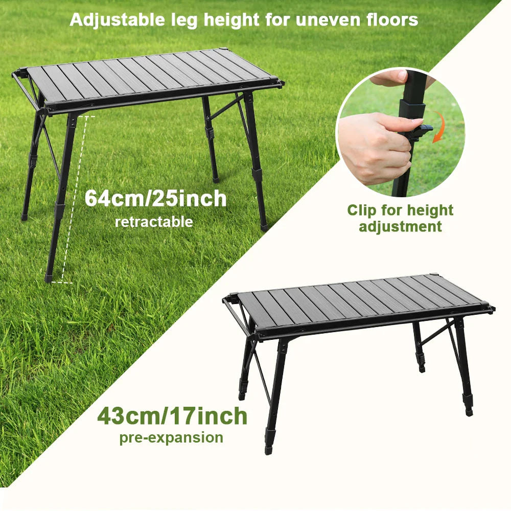KRC CAMP Folding IGT Table – Lightweight Camping Table for BBQ, Grill, Picnic & Fishing, Outdoor Equipment Set